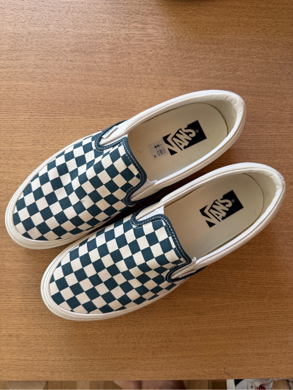 Vans Slip-On Checkerboard Sneakers in Stargazer Blue and White